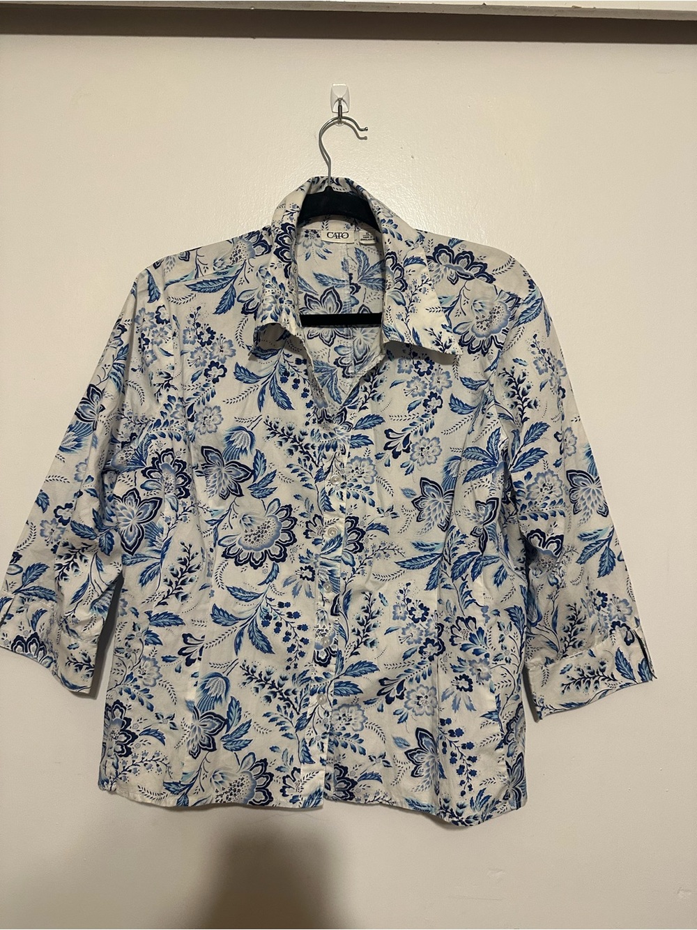 Cato Blue Floral Button-Front Women’s Top